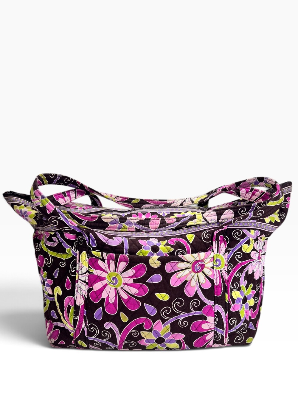 Vera Bradley Retired Purple Punch Shoulder Bag in Brown & Pink